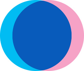 킨텍스 블루의 4원색 원 모양 이미지